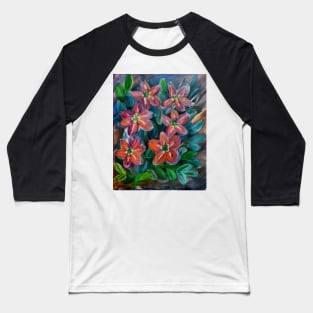 Abstract flowers in metallic paint Baseball T-Shirt